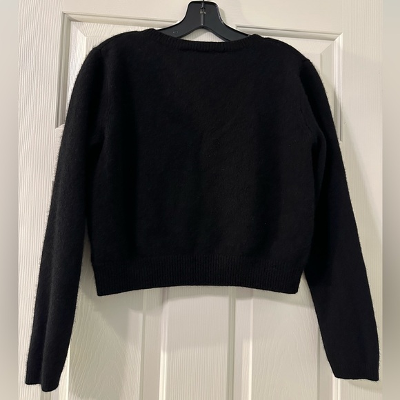 Reformation Clara Black Cashmere Crew Cardigan Sweater size Medium - Picture 8 of 13